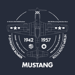 Vintage P51 Mustang USAAF WW2 Fighter Plane T-Shirt