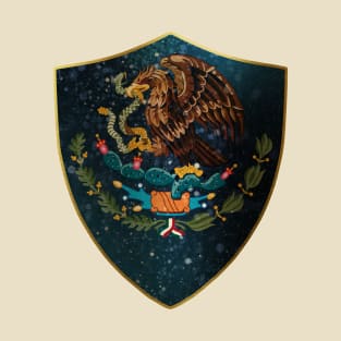 Mexico Coat of Arms and Starry Nights Shield T-Shirt