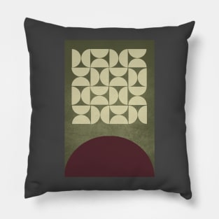 Midcentury Abstract Red and Cream Geometric Print Pillow