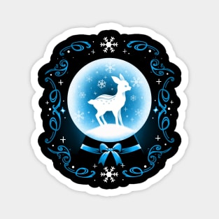 Snow Globe Deer Magnet