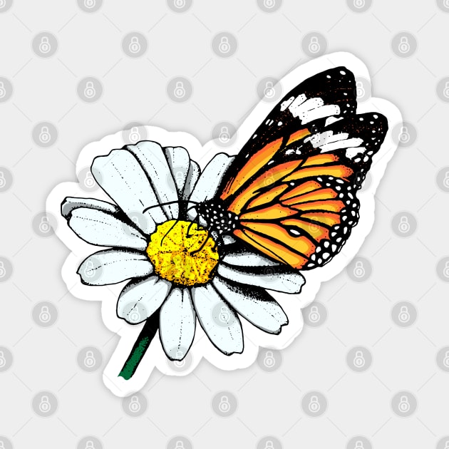 Monarch Butterfly on Daisy Magnet by deancoledesign