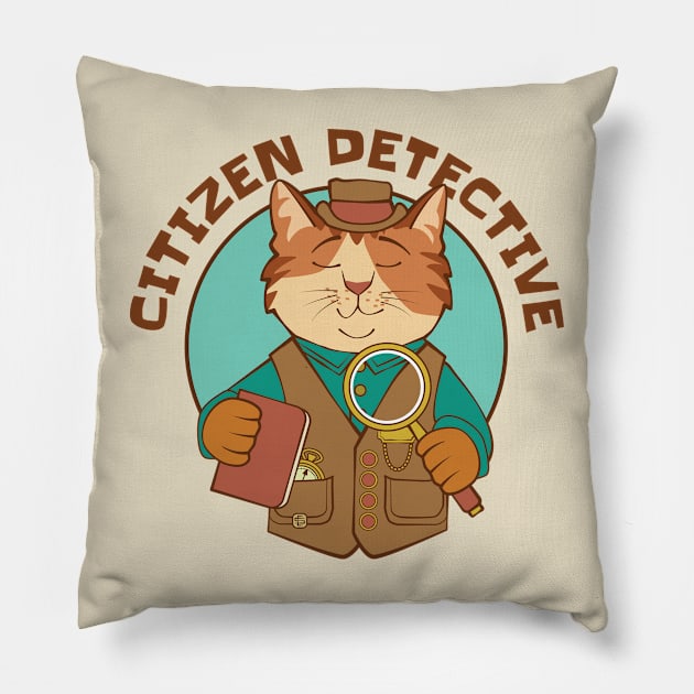 Citizen Detective Cat Pillow by Sue Cervenka