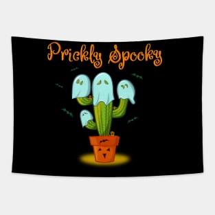 Pretty Spooky Cactus in Ghost Suit Halloween Tapestry