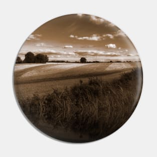 Splendid scenic sepia view of German farmland of Schleswig-Holstein Pin