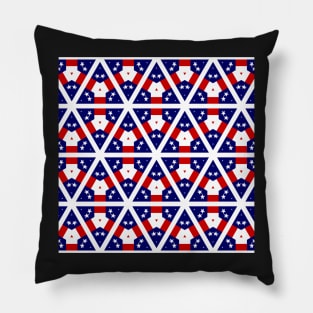 Stars and Stripes Honeycomb Pattern Red White Blue Pillow