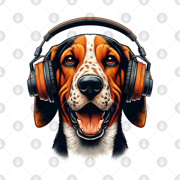 American English Coonhound Smiling DJ: Melodies and Grins by ArtRUs