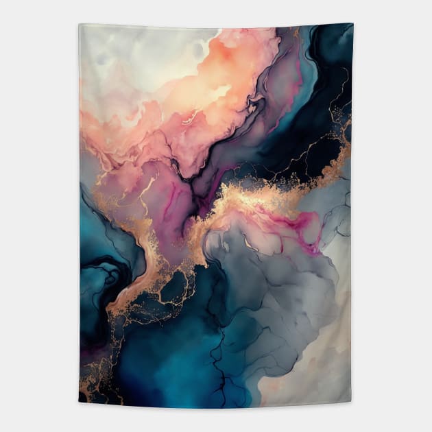Eton Mess - Abstract Alcohol Ink Resin Art Tapestry by inkvestor