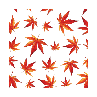 Watercolor Autumn maple leaf Pattern T-Shirt