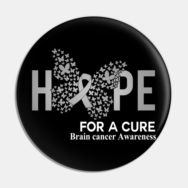 Hope For A Cure Butterfly Gift Brain cancer Pin by HomerNewbergereq