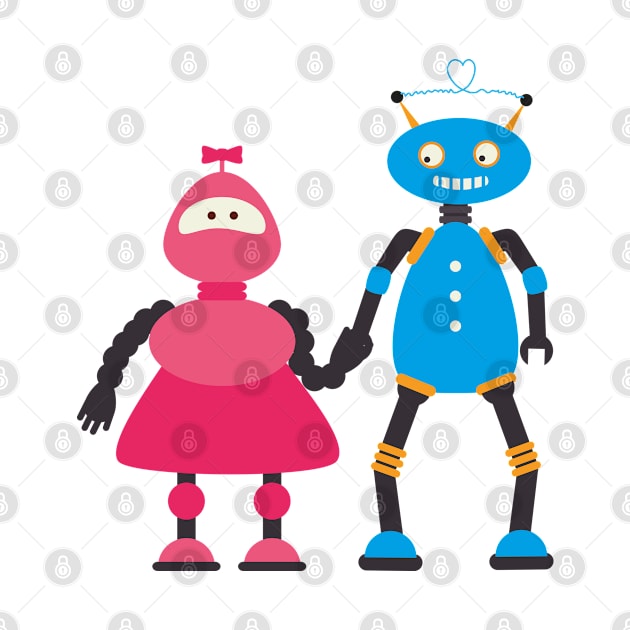 Robot Lovely Couple by Mako Design 