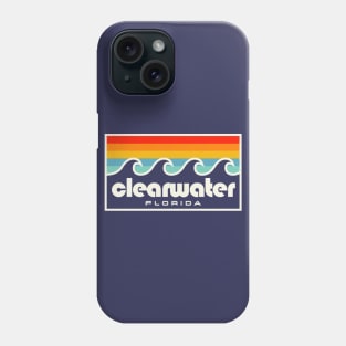 Clearwater Florida Tampa Bay Retro Sunset Waves Phone Case