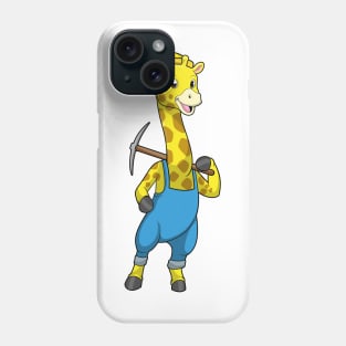 Giraffe as Miner with Pickaxe Phone Case