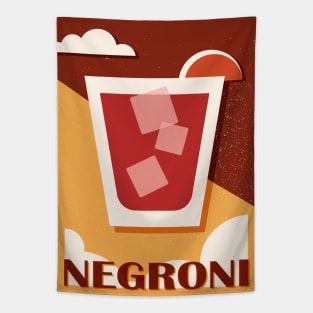 Negroni art print, Cocktail, Retro 70s, Aesthetic art, Alcohol poster, Exhibition print, Mid century Tapestry