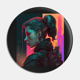 Cyberpunk futuristic woman cyborg Pin