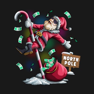 Funny Santa North Pole Ugly Christmas Pole Dancing Santa Gift T-Shirt