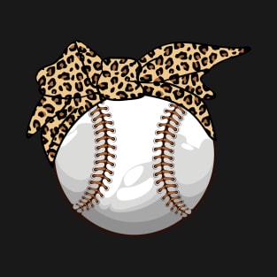 Leopard Softball Baseball Mom Leopard Tee Mother's Day T-Shirt