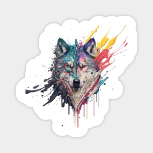 Wolf Splash Art: Colorful Fantasy Painting #2 Magnet