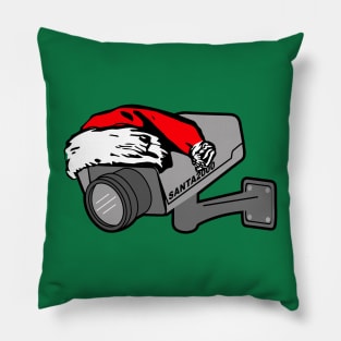 santa cam green (he knows when you are sleeping) Pillow