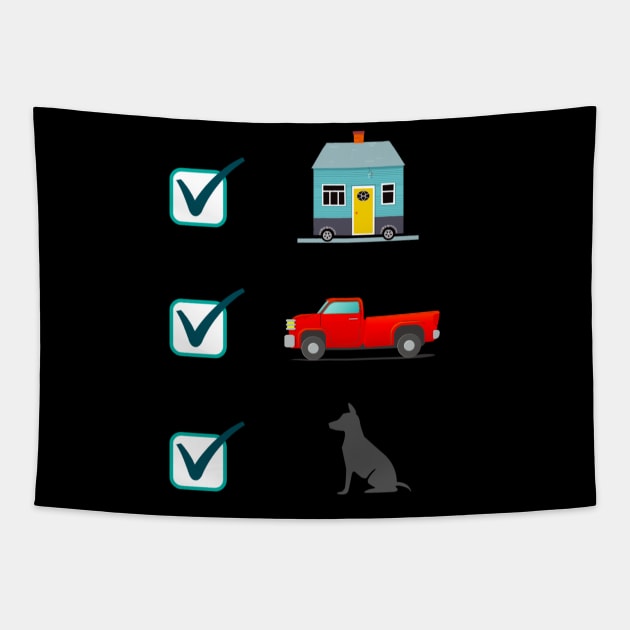 Tiny House Check, Truck Check, Dog Check Tapestry by iosta