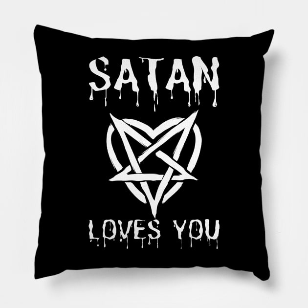 Satan Loves You Pillow by M.Y