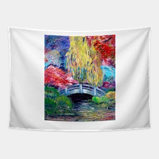 Bridge In Japanese Garden Tapestry