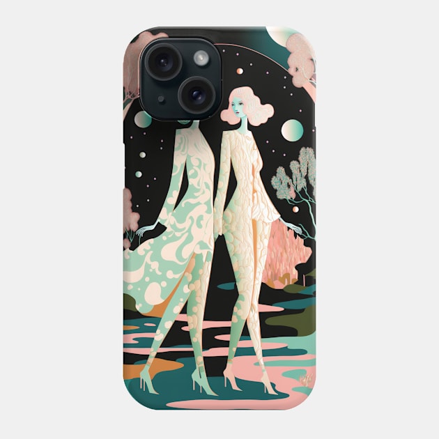 Lovers in the Woods - Two Women Walking Through a Beautiful Forest Landscape Phone Case by JensenArtCo