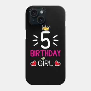 Kids 5th Birthday Girl Crown Princess Phone Case