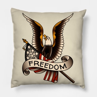 OldSalt American Traditional Freedom Eagle with Flag Pillow