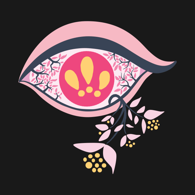 Pink Eye Floral Weird Pastel Goth Psychedelic by Boriana Giormova