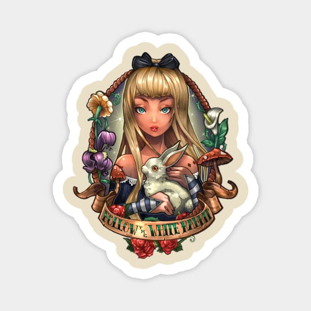 Follow The White Rabbit Magnet by Tim_Shumate_Illustrations