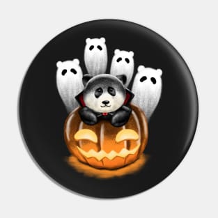 Cute Vampire Panda In A Pumpkin On Halloween Night Pin