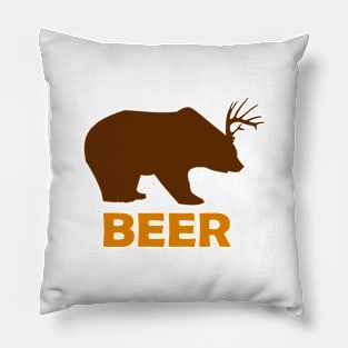 Beer Bear, cute fun word combine design Pillow