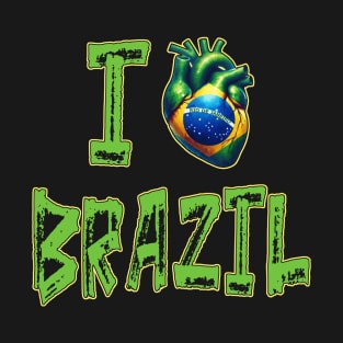 I Love Brazil Real Heart Flag Pride T-Shirt