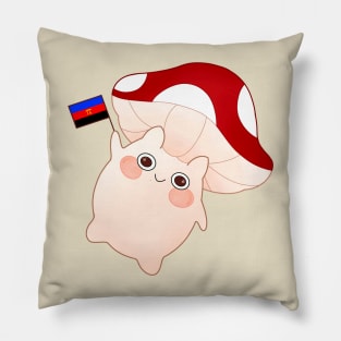 dancing and waving mushroom with polyamorus pride flag Pillow