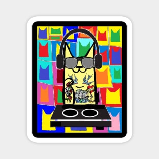 Cat Rocker DJ Pop Art Magnet