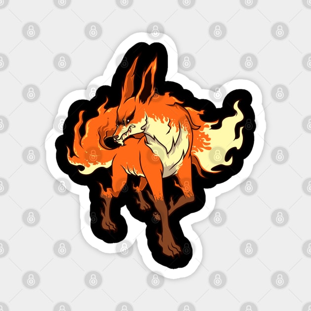 Monster animals - horror flame fox Magnet by Modern Medieval Design