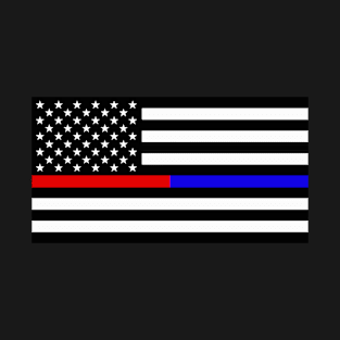 Thin Red and Blue Line American Flag T-Shirt