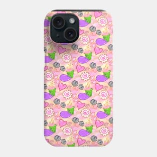 Eggplant Hearts Emote Tile Phone Case