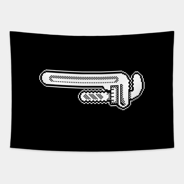 Horizontal wrench - 1bit pixel art Tapestry by pixel eats sugar