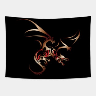 Flying Dragon in Tattoo/Tribal Style, Copper with Red accents Tapestry