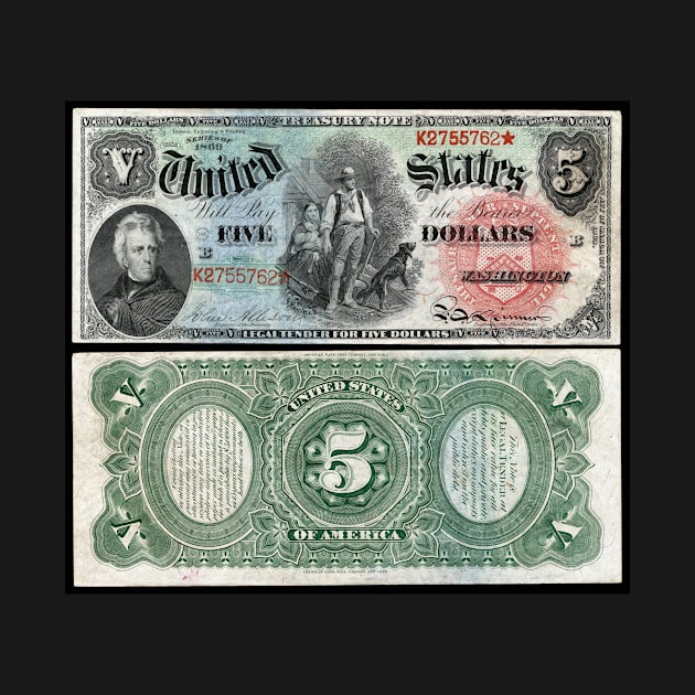 1869 $5 Dollar United States Treasury Note by DTECTN