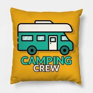 Campervan, camping crew t-shirt Pillow