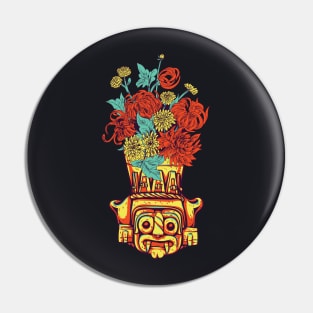 Aztec Flower art unusual Design Pin