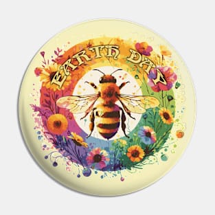 Earth Day Bee and Flowers Pin