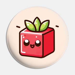 Cute Red Cube Emoji Pin