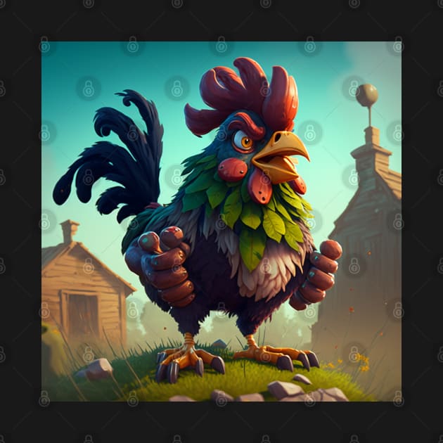 Funny Farm Crazy Rooster by TheArtfulAllie