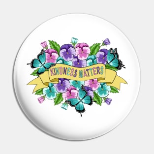 Kindness Matters - Pansy Flowers Pin