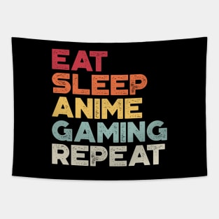 Eat Sleep Anime Gaming Repeat Funny Vintage Retro (Sunset) Tapestry