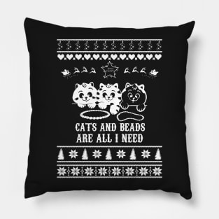 Merry Christmas CATS AND BEADS Pillow