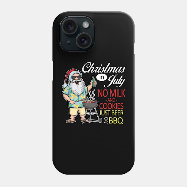 Beer And BBQ Christmas In July Santa Claus Summer Christmas Phone Case by brandysarahch